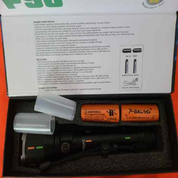 Φακός Led Επαναφορτιζόμενος 30w με 2 μπαταρίες λιθίου 26650 1000μ