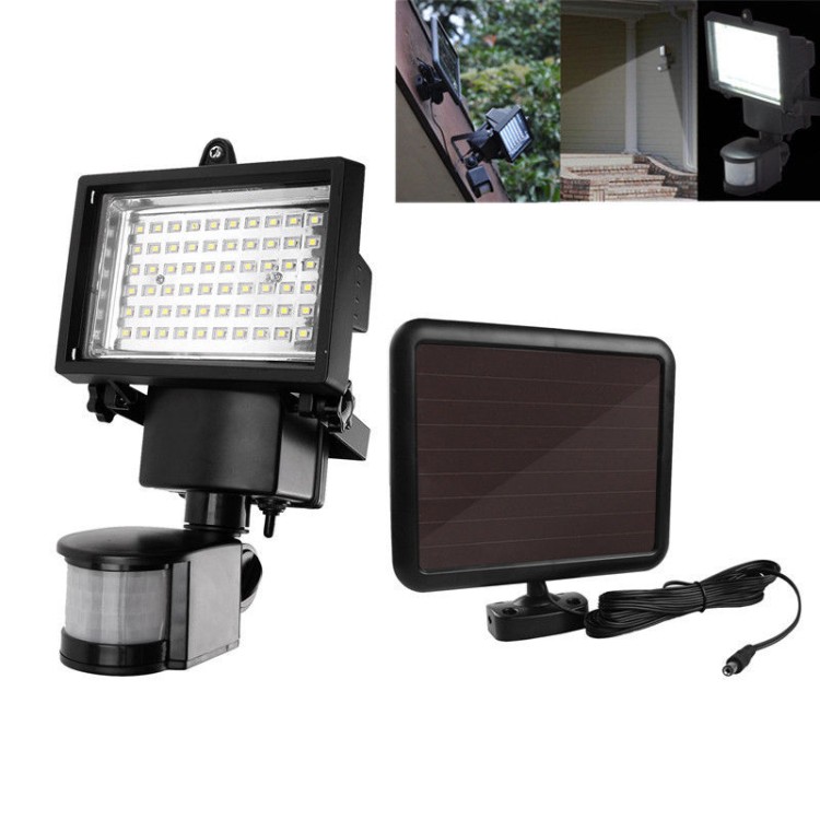 Ηλιακός προβολέας εξώπορτας κήπου 60 Led και αισθητήρα κίνησης