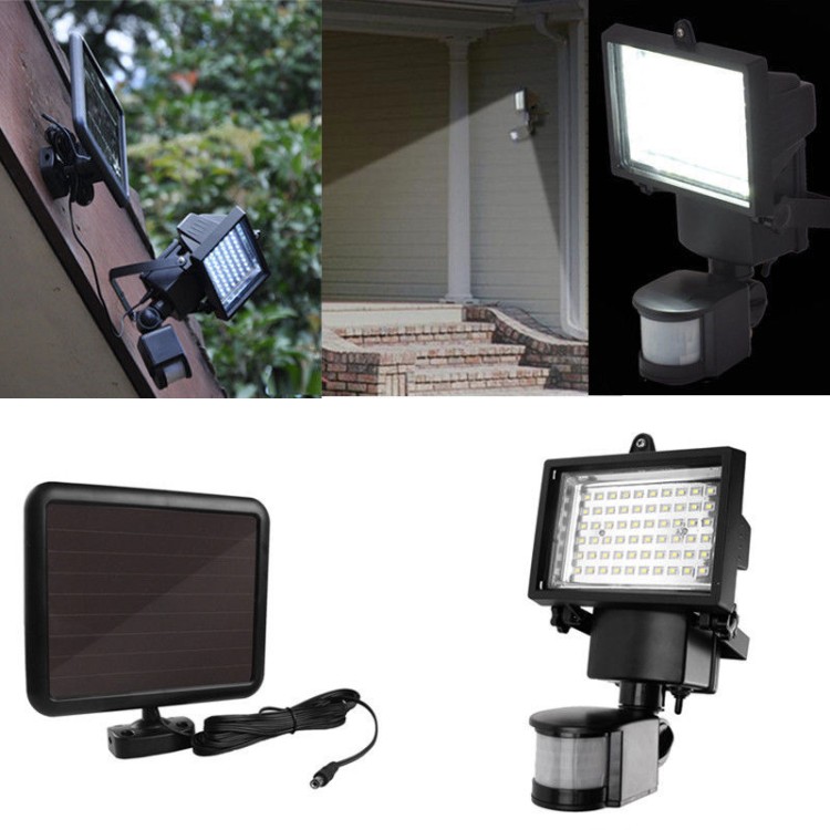 Ηλιακός προβολέας εξώπορτας κήπου 60 Led και αισθητήρα κίνησης